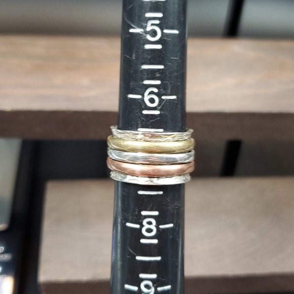 Size 7 Sterling Silver Triple Band Spinner Ring - Picture 5 of 6